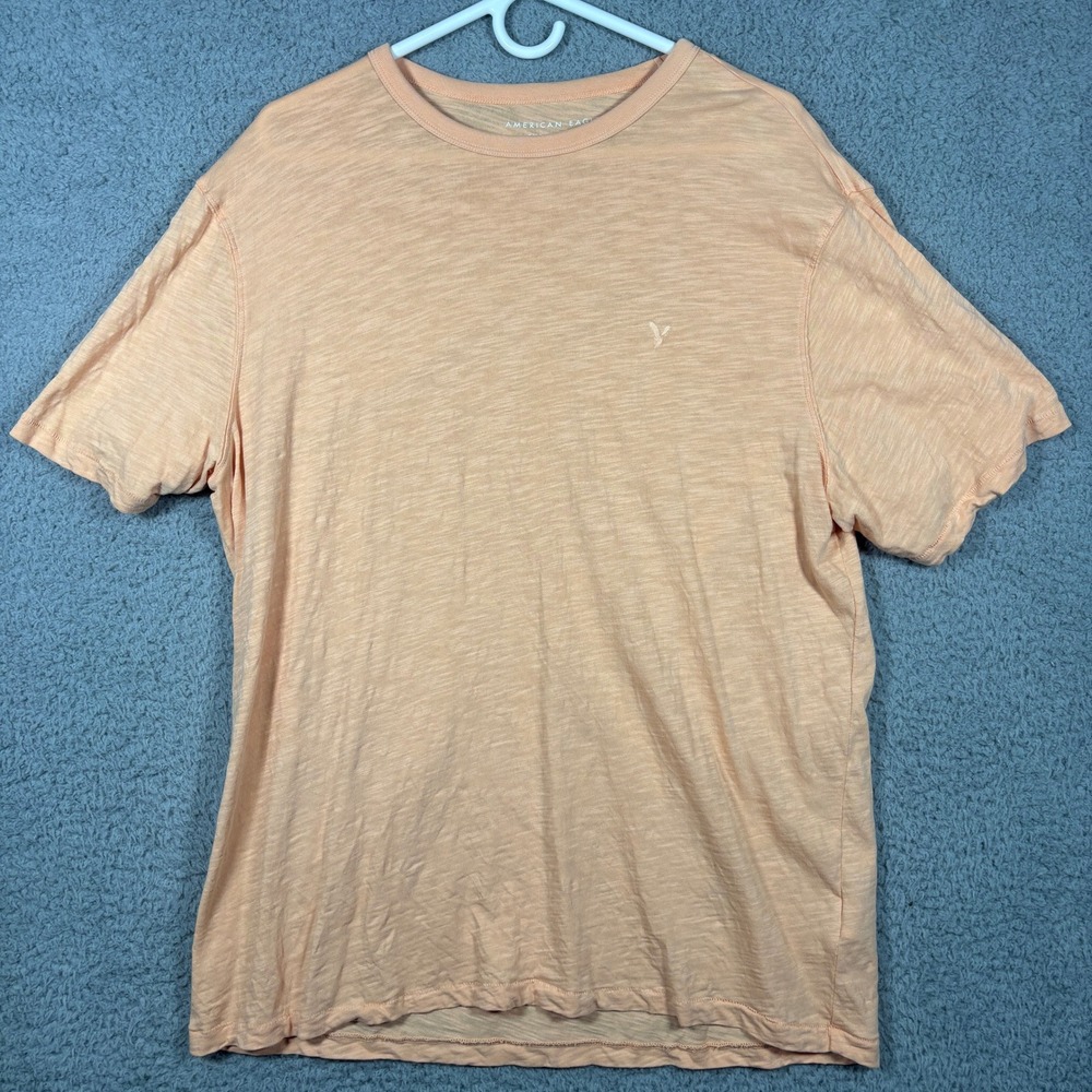 American Eagle T-Shirt Men Large Peach Super Soft Standard Fit Slub Cotton Tee